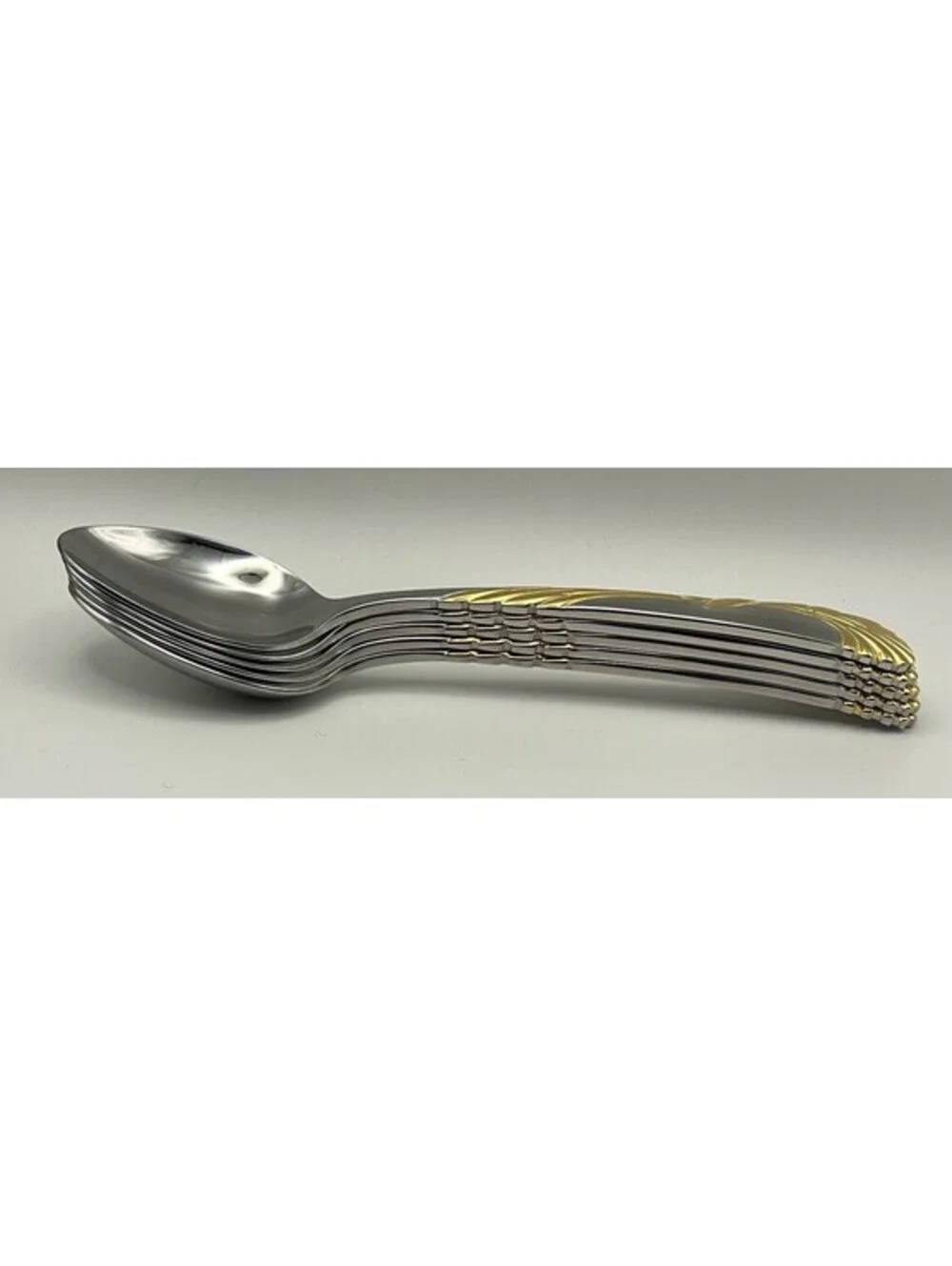 (5) Sasaki WINGS Gold Accent Gerald Patrick Stainless Teaspoon Lot ~ 6.5”